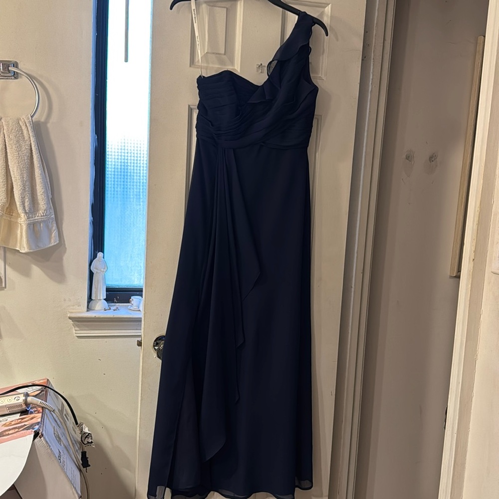 Navy Blue One Shoulder Gown